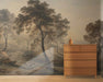Rural Landscape with Old Big Trees on a Hill on Self-Adhesive Fabric or Non-Woven Wallpaper