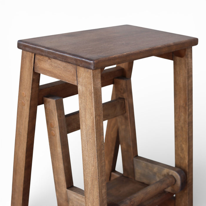 Solid Wooden Folding Stepladder Stool with two steps ladder