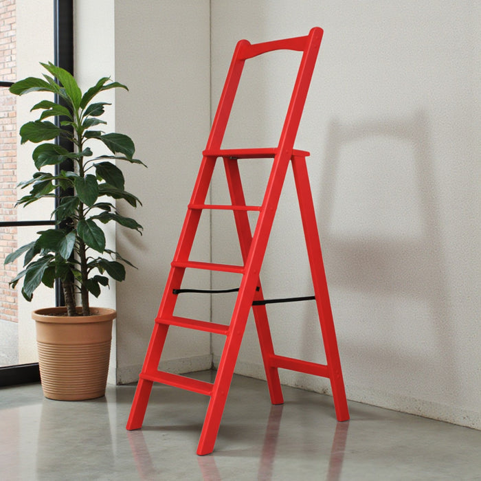 High Wooden Folding step ladder with 5 steps
