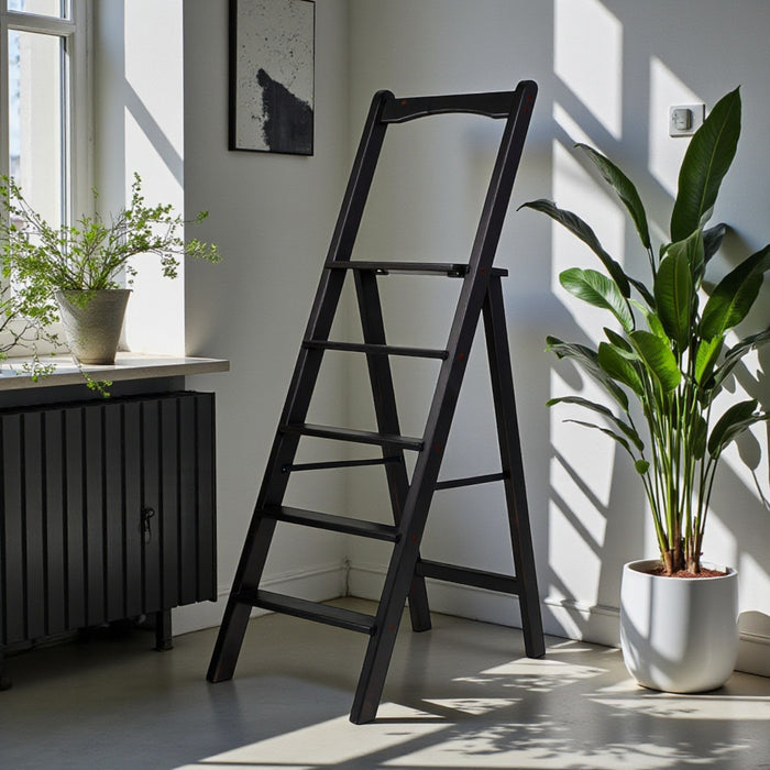 High Wooden Folding step ladder with 5 steps