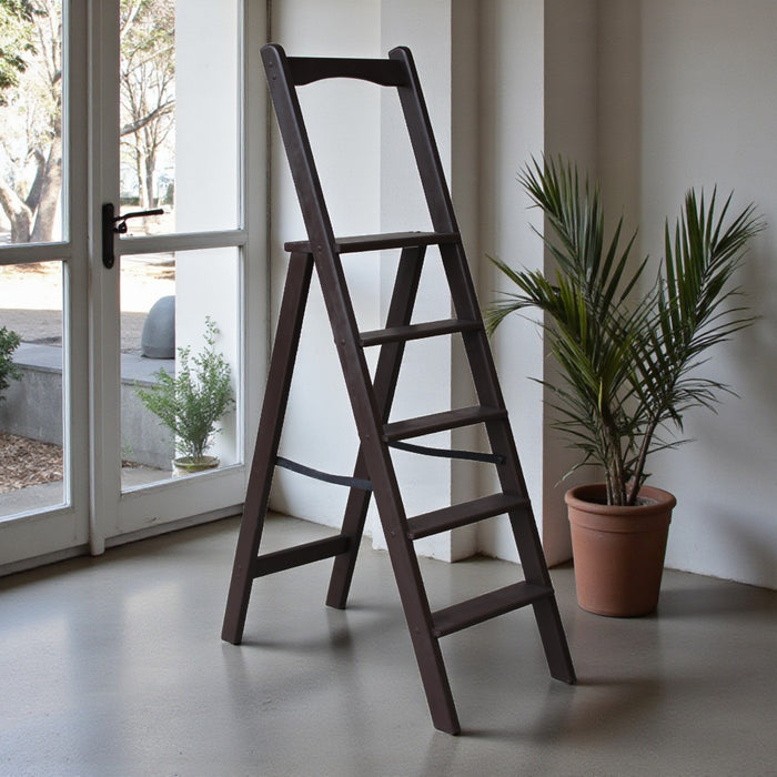 High Wooden Folding step ladder with 5 steps