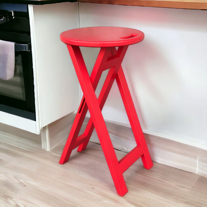 Red chair Folding wooden ash bar stool