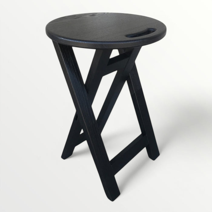 Black chair Folding wooden ash bar or kitchen stool