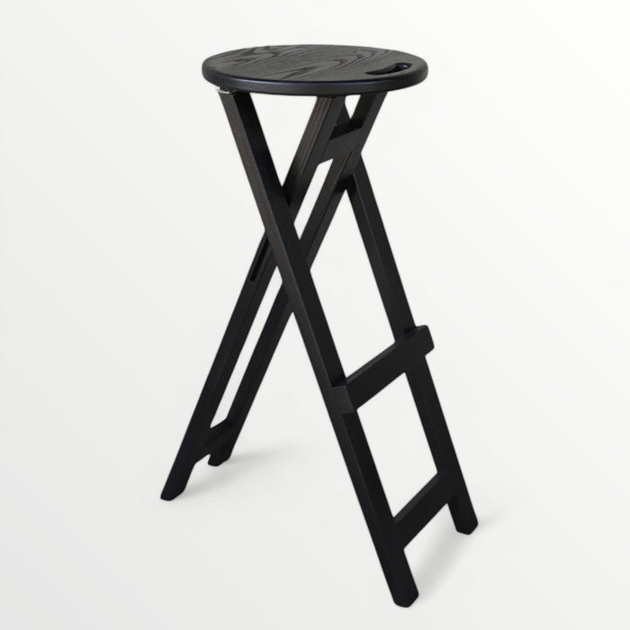 Black chair Folding wooden ash bar or kitchen stool