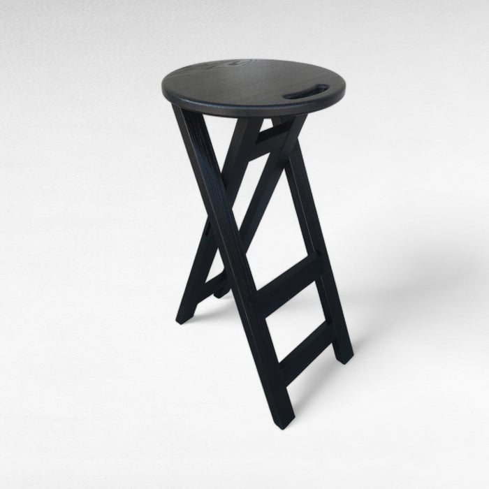 Black chair Folding wooden ash bar or kitchen stool