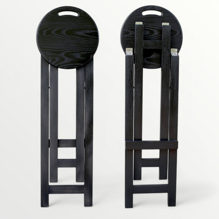 Black chair Folding wooden ash bar or kitchen stool