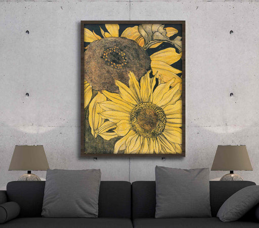 Beautiful Rich Sunflowers Paper Poster or Canvas Print Framed Wall Art