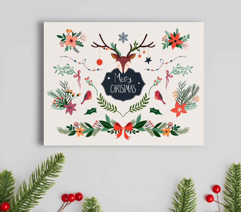 Merry Christmas Paper Poster or Canvas Print Framed Wall Art
