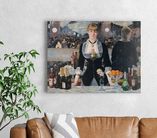 A Bar at The Folies Bergere by Edouard Manet Retro Beautiiful Girl Vintage Paper Poster or Canvas Print Framed Wall Art