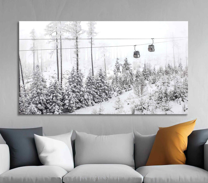 Snow Landscape Canvas or Poster Print Winter Photo Ski Cabin Lift Multi Paneled