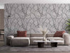 Black and White Leaves on Self-Adhesive Fabric or Non-Woven Wallpaper