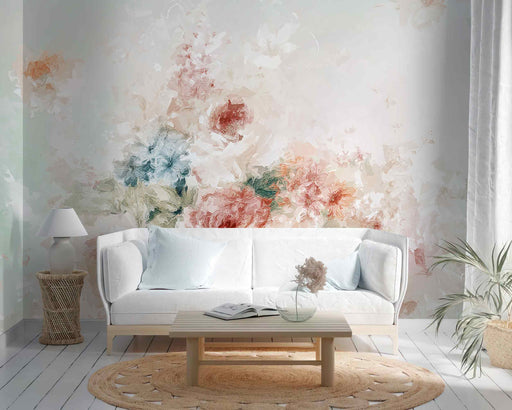 Delicate Watercolor Peonies  on Self-Adhesive Fabric or Non-Woven Wallpaper