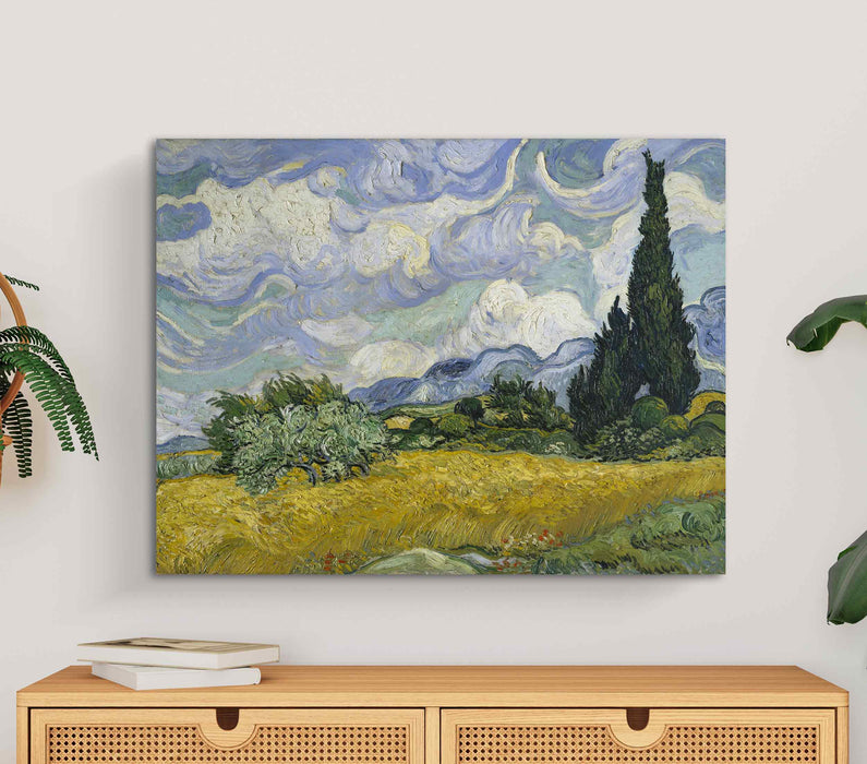 Wheat Field with Cypresses (1889) - Vincent van Gogh Reproduction Poster or Canvas Print Framed Wall Art