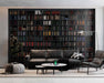 Classic Bookcase with Books on Self-Adhesive Fabric or Non-Woven Wallpaper