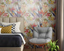 Tropical Leaves and Flowers on Self-Adhesive Fabric or Non-Woven Wallpaper