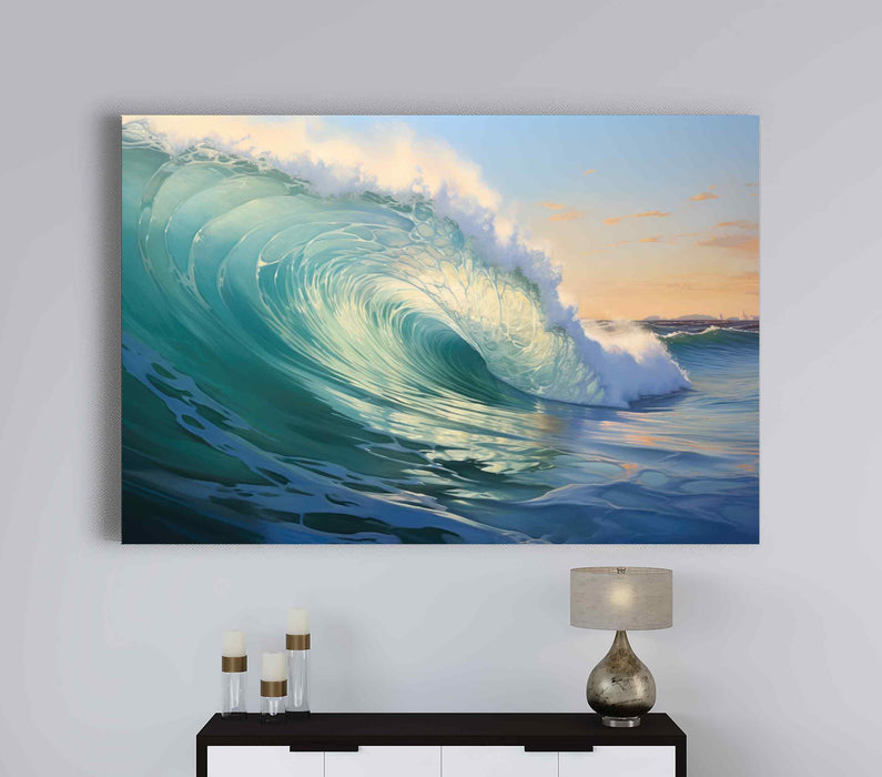 Beautiful Blue Big Wave Poster or Canvas Print Framed Wall Art