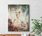 Nymphs in a Beautiful Flower Garden Paper Poster or Canvas With a Print in a Frame Wall Painting