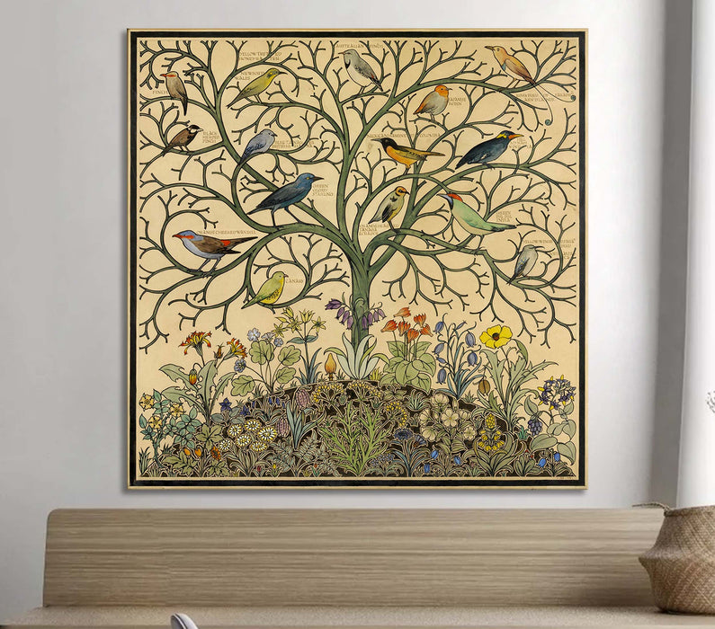 Tree of Life Songbirds Paper Poster or Canvas Print Framed Wall Art