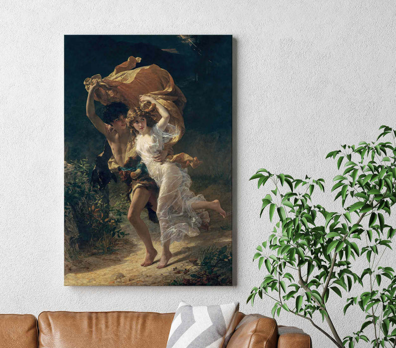 Lovers in the Rain Pierre-Auguste Cote - Storm Reproduction Paper Poster or Canvas Print Framed Wall Art