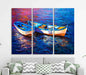 Boats Sea water Waves Poster or Canvas Print Framed Wall Art