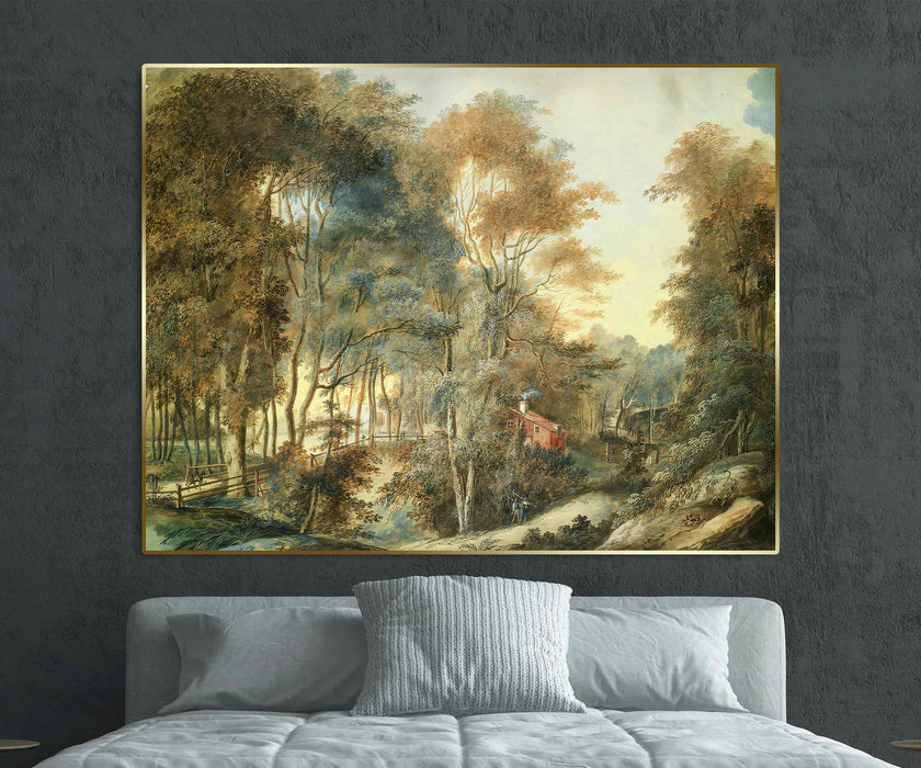 Forest Autumn Landscape Trees Rustic Landscape Paper Poster or Canvas Print Framed Wall Art
