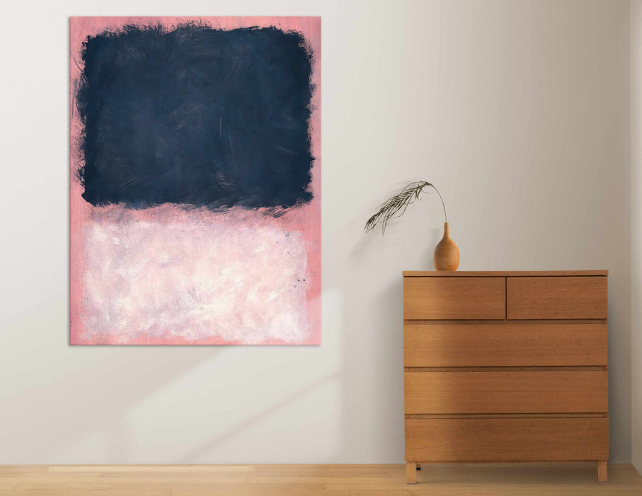 Dark Blue Pink Painting Modern Aesthetic Home Decor for Living Room Bedroom Paper Poster or Canvas Print Framed Wall Art