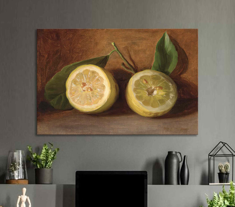 Juicy Yellow Lemon Still Life Poster or Canvas Print Wall Art