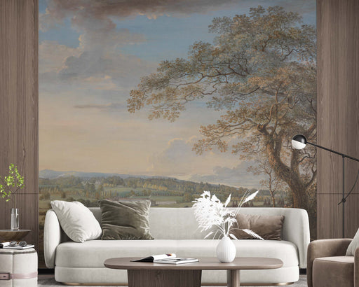 Scenic  Vintage Landscape  on Self-Adhesive Fabric or Non-Woven Wallpaper