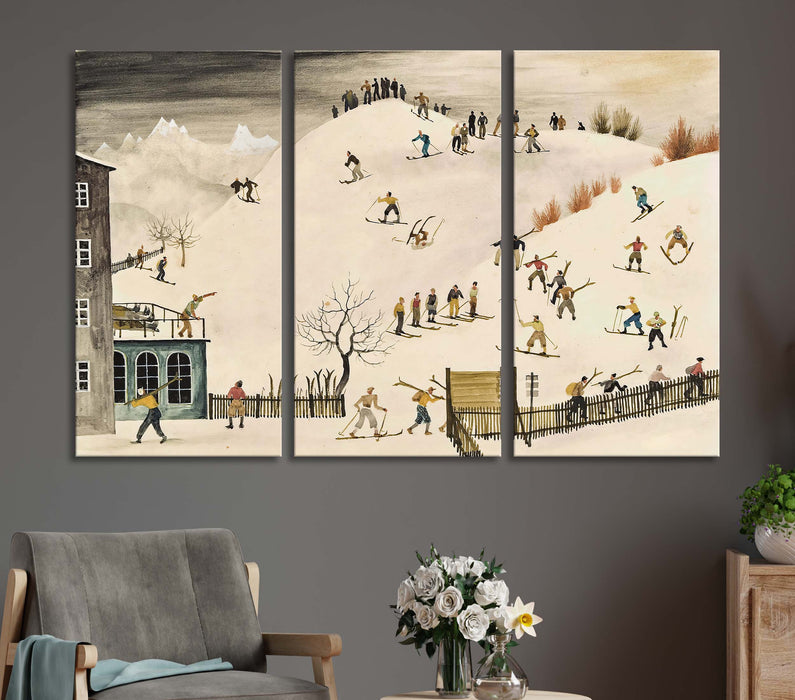 Skiers on the hill Franz Sedlacek Poster or Canvas Wall Art Print