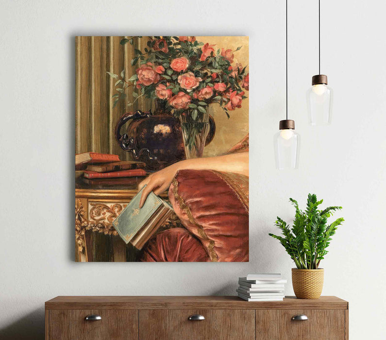 Vintage Painting of a Woman's Hand with a Book Paper Poster or Canvas Print Framed Wall Art