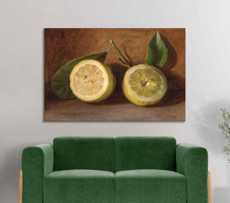 Juicy Yellow Lemon Still Life Poster or Canvas Print Wall Art