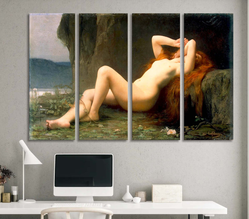 Beautiful Redhead Nude Girl Paper Poster or Canvas Print Framed Wall Art