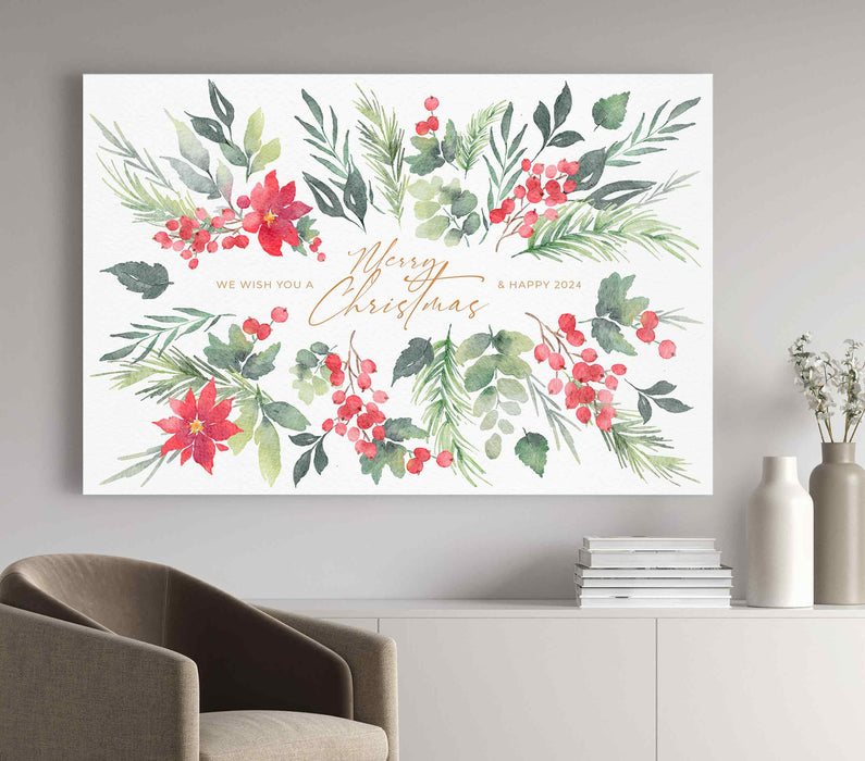 We Wish you a Very Merry Christmas & Happy 2024 Poster or Canvas Print Framed Wall Art