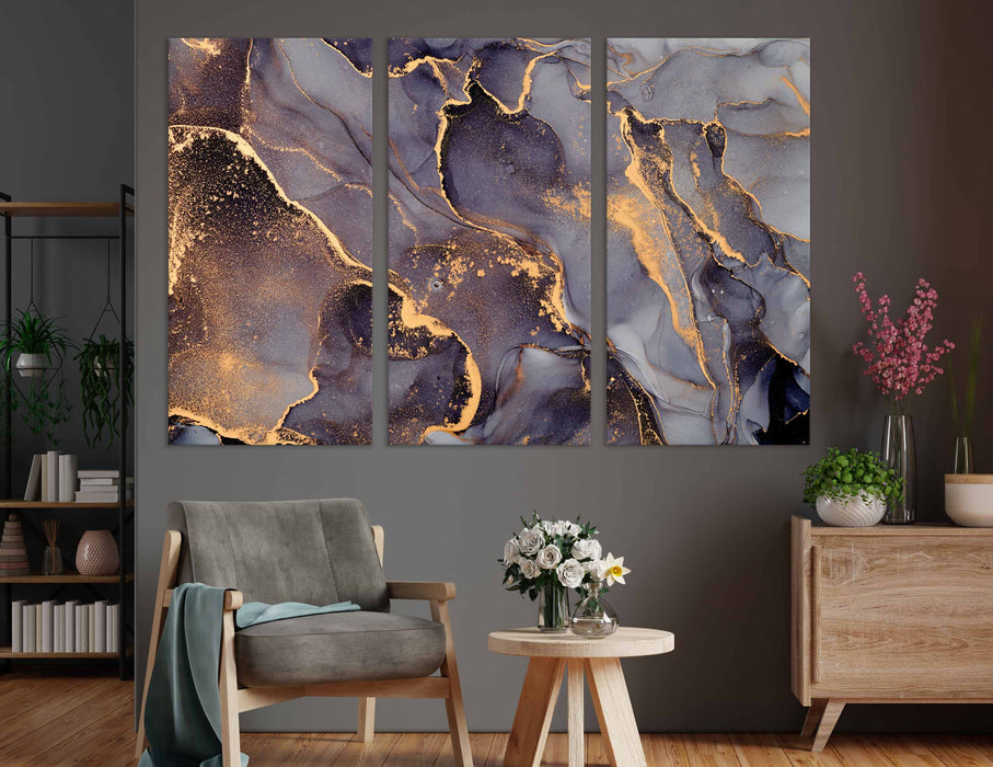 Marble with Gilding Paper Poster or Canvas Print Framed Wall Art
