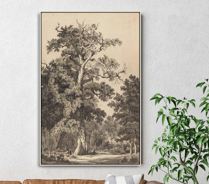 Green Large Tree in the Countryside Paper Poster or Canvas Print Framed Wall Art