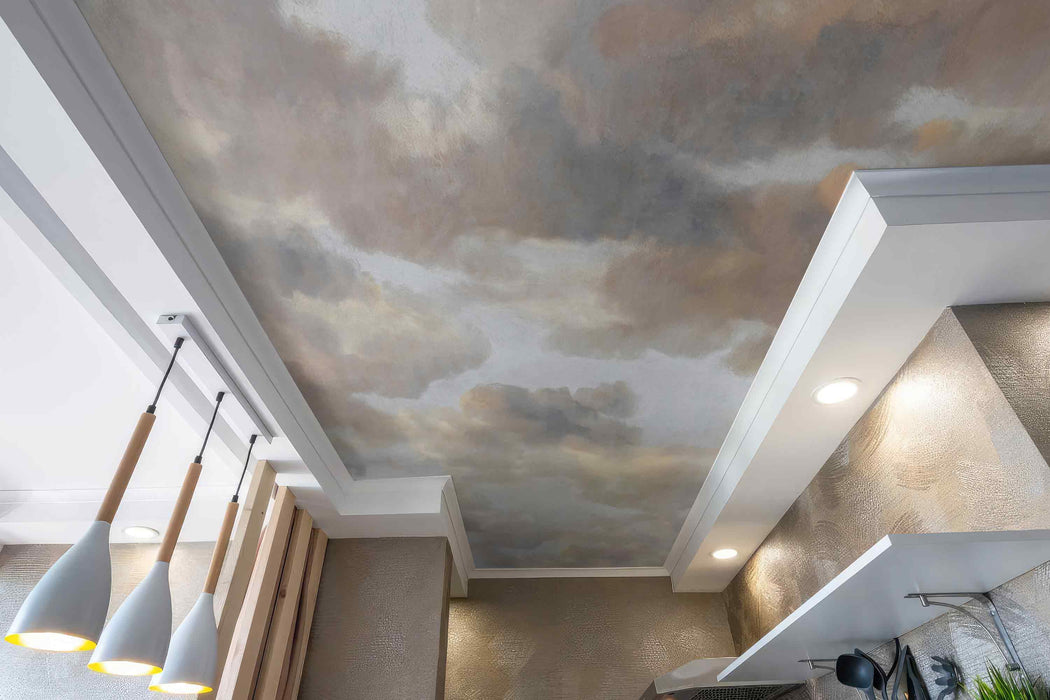 Minimalistic Sky Wallpaper Self-Adhesive Fabric or Non-Woven Clouds Modern Mural