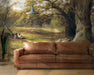 Rural Vintage Landscape Sheep on the Grass on Self-Adhesive Fabric or Non-Woven Wallpaper