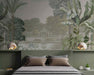 Park with Exotic Plants and Arches on Self-Adhesive Fabric or Non-Woven Wallpaper