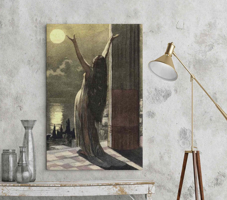 Female Magic Beautiful Woman Moonlight Paper Poster or Canvas Print Framed Wall Art
