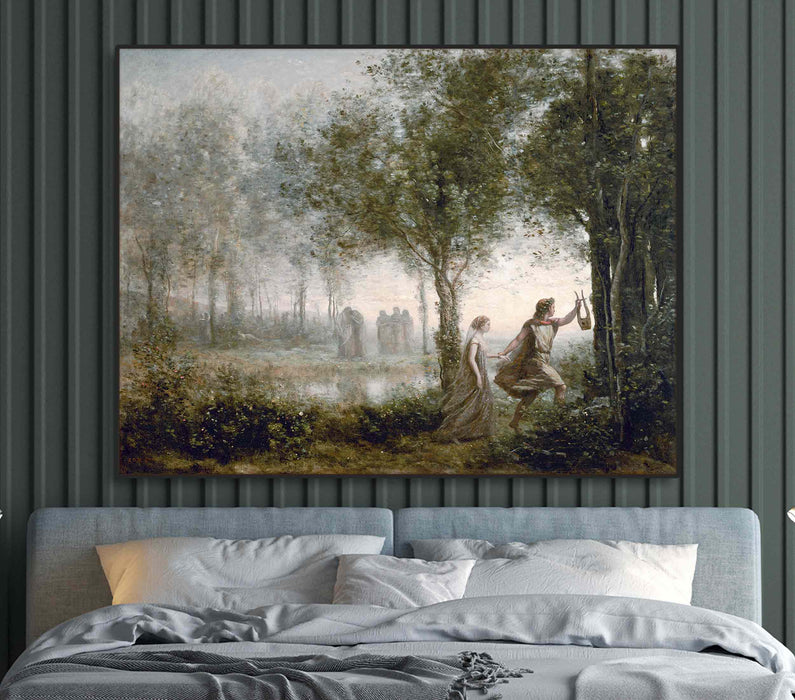 Orpheus leading Eurydice from the underworld, Jean-Baptiste-Camille Corot Paper Poster or Canvas Print Framed Wall Art