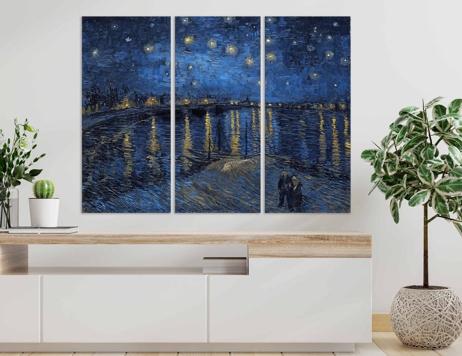 Starry Night on the Rhone Vincent van Gogh Reproduction Poster or Canvas Print Framed Wall Art