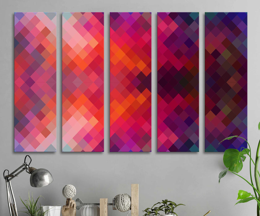 Rectangles Pixels Pink Poster or Canvas Print Framed Wall Art