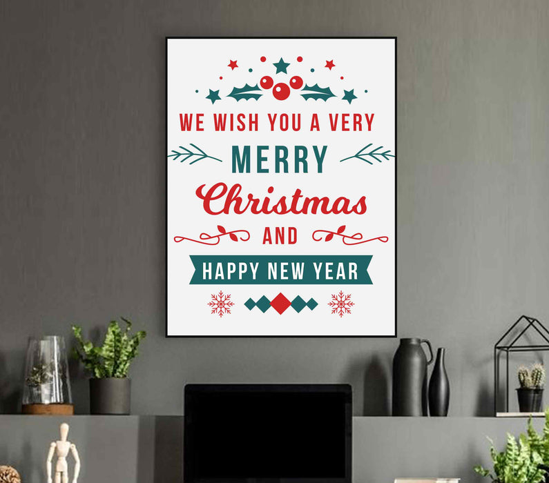 We Wish you a Very Merry Christmas Paper Poster or Canvas Print Framed Wall Art