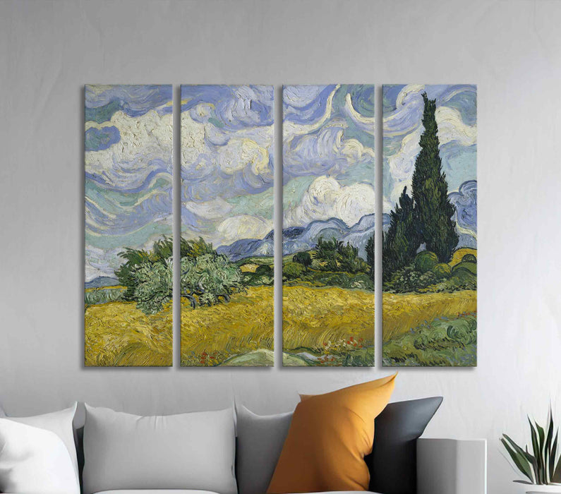 Wheat Field with Cypresses (1889) - Vincent van Gogh Reproduction Poster or Canvas Print Framed Wall Art