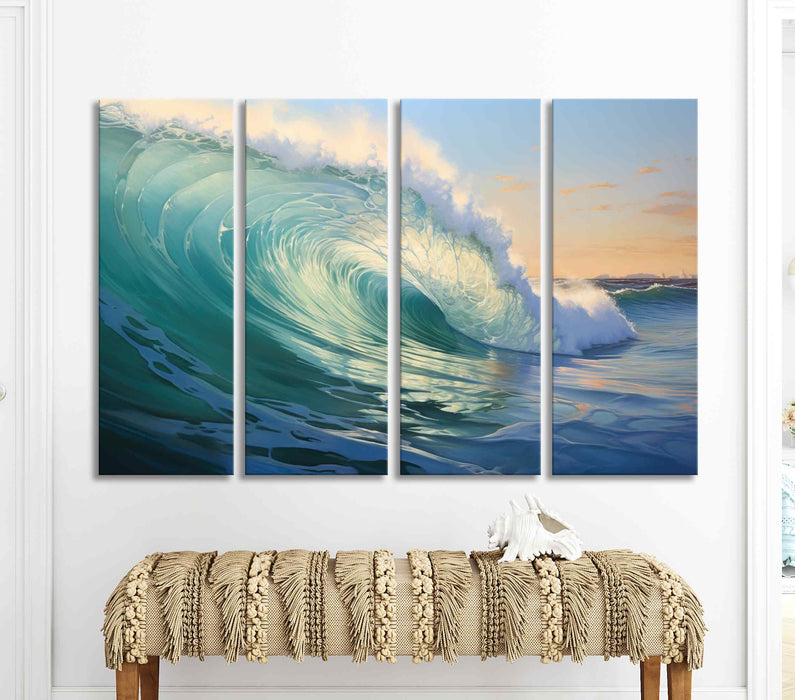 Beautiful Blue Big Wave Poster or Canvas Print Framed Wall Art