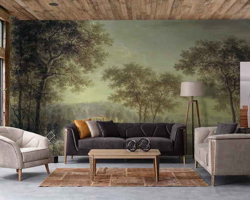 Vintage Rural Landscape With a Path on Self-Adhesive Fabric or Non-Woven Wallpaper