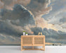 Big Clouds Retro Vintage on Self-Adhesive Fabric or Non-Woven Wallpaper