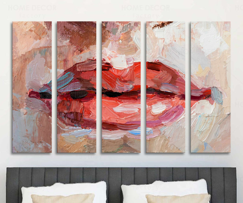 Lips Oil Painting Paper Poster or Canvas Print Framed Wall Art