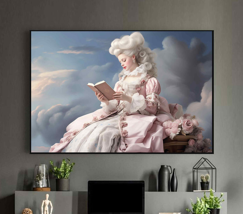 Beautiful Girl On Canvas Retro Pink Living Room Wall Décor Girl one panel Paper Poster or Canvas Print Framed Wall Art