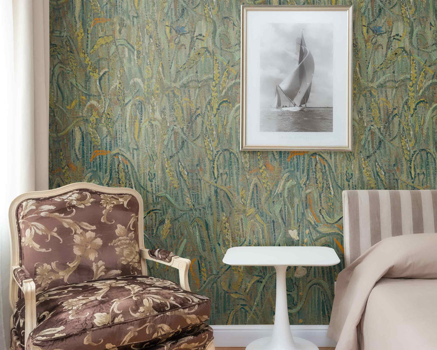 Van Gogh Green Grass Self-Adhesive Fabric or Non-Woven Wallpaper